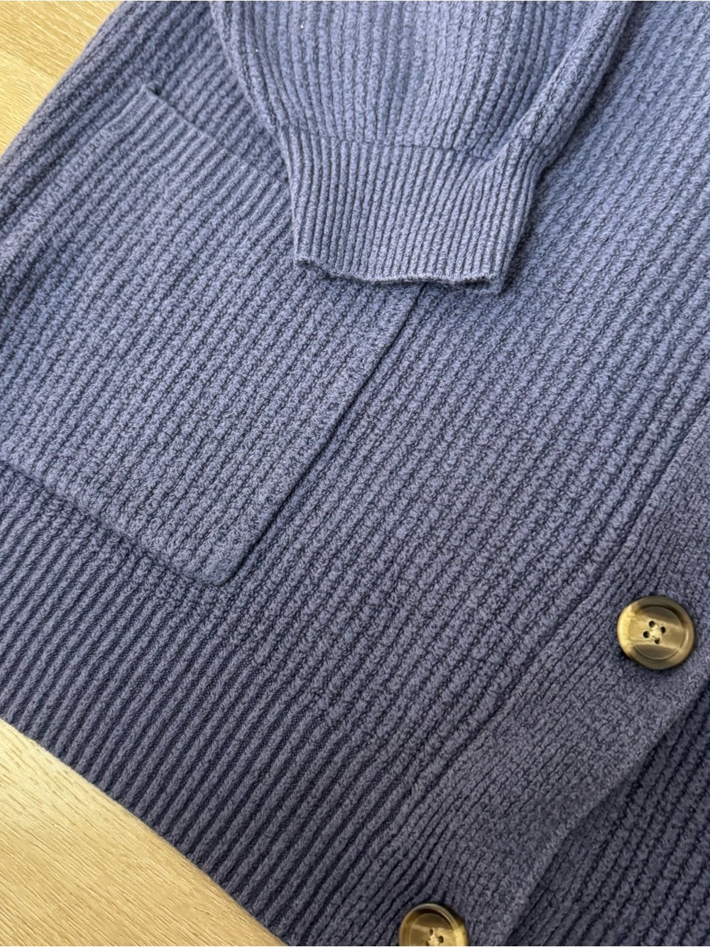 aerie Deep Blue Ribbed Button-Front Cardigan - Picture 2 of 6